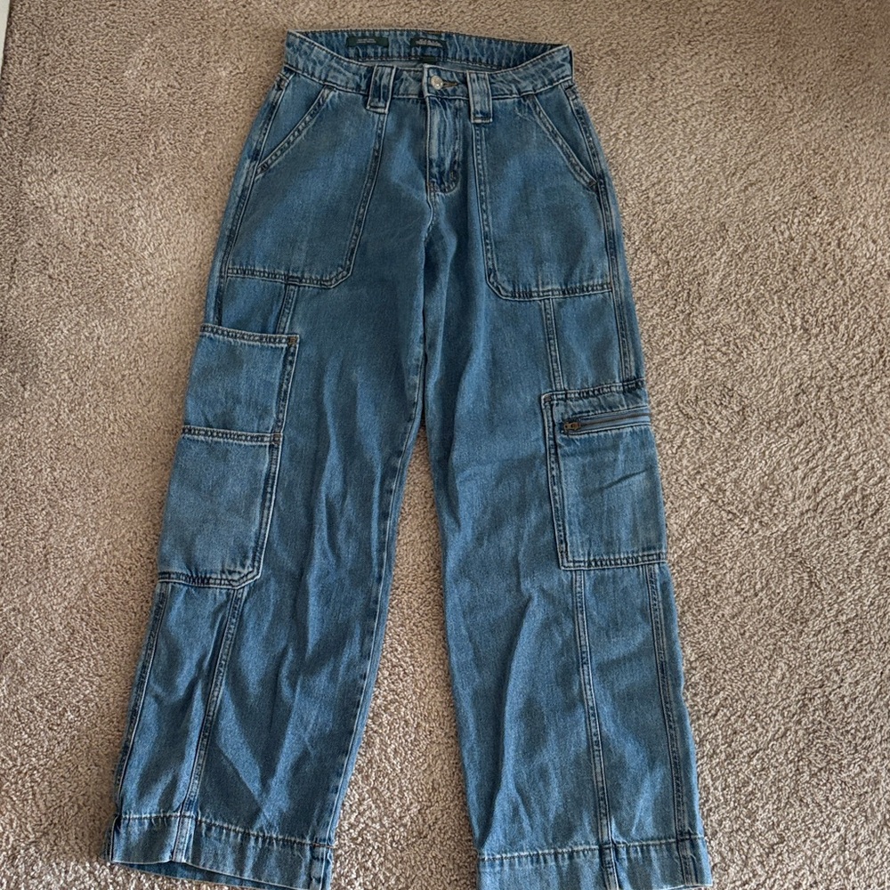 Wild Fable High-Rise Blue Denim Cargo Pants